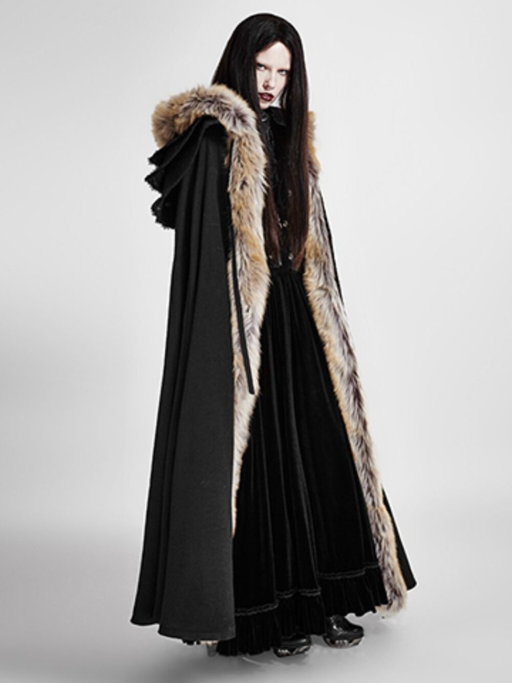Gothic Wool Collar Long Cloak